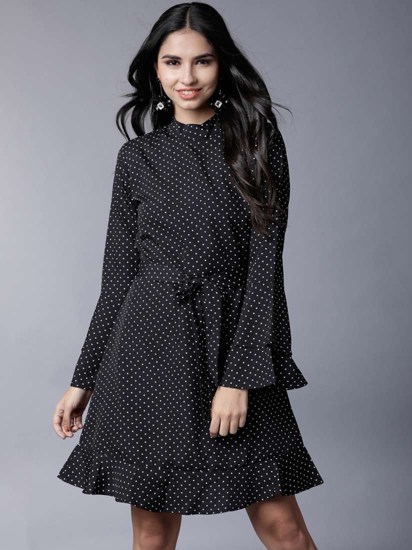Buy Tokyo Talkies Women Black Printed A Line Dress Dresses for Women 9129981 Myntra