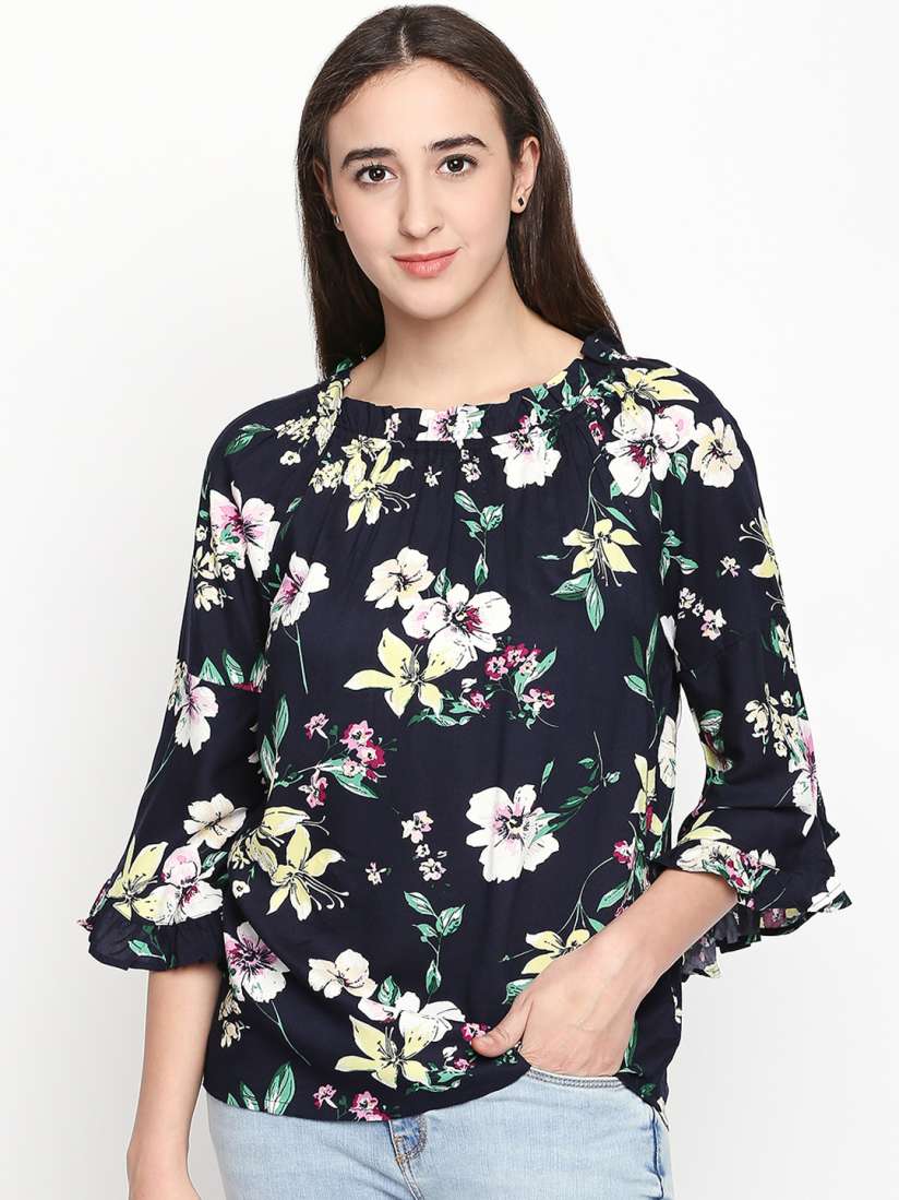Buy Honey by Pantaloons Women Navy Blue Printed A Line Top Tops for Women 9125539 Myntra