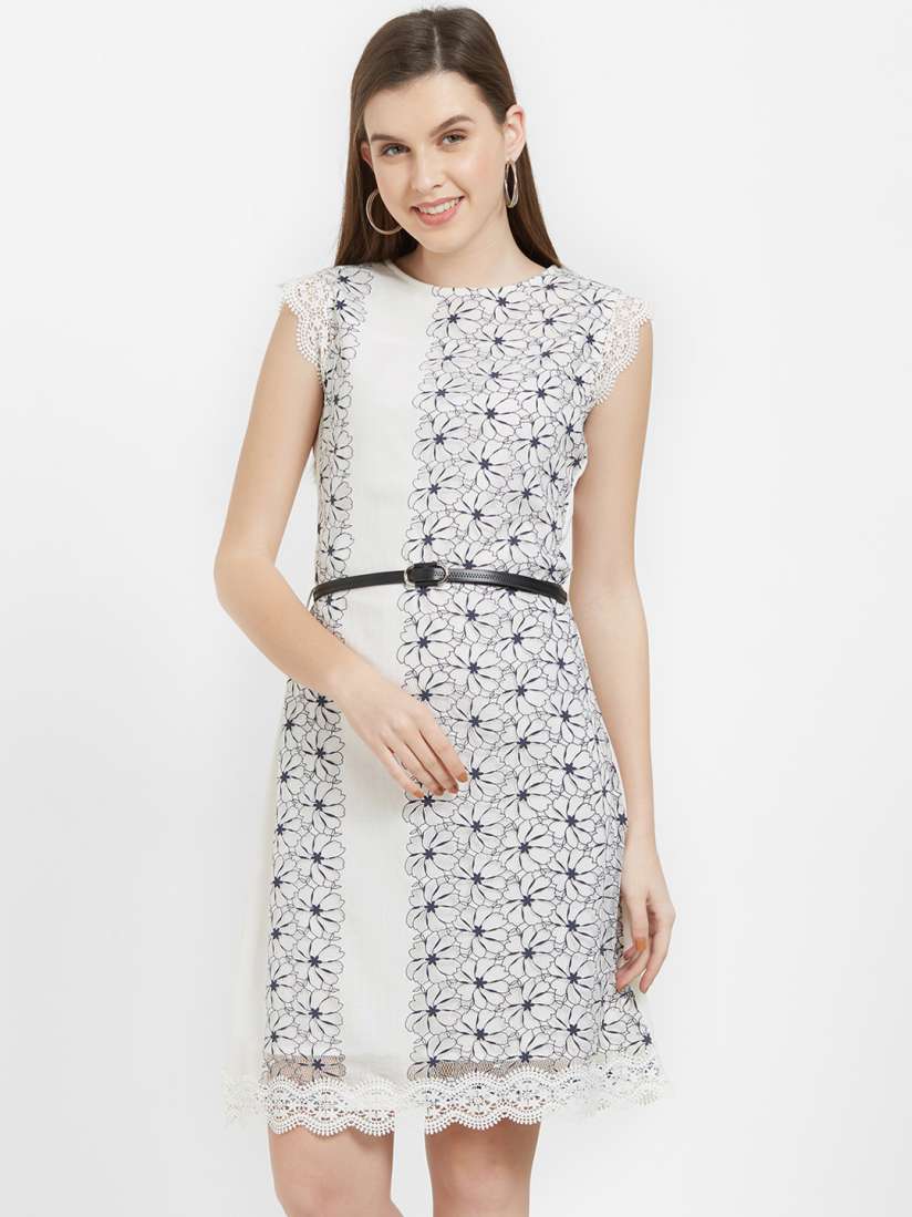Buy Soie Women Off White Printed A Line Dress Dresses for Women 9376763 Myntra