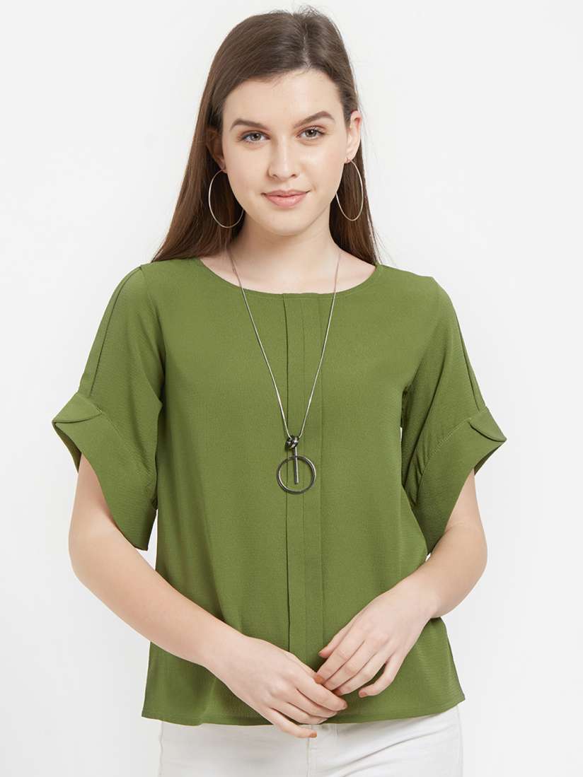 Buy Soie Women Green Solid Top With Neckpiece Tops for Women 9196463 Myntra