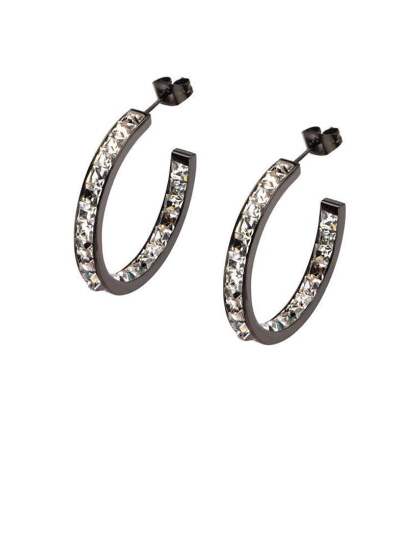 Buy Inox Jewelry Black Circular Half Hoop Earrings Earrings for Women 9710965 Myntra