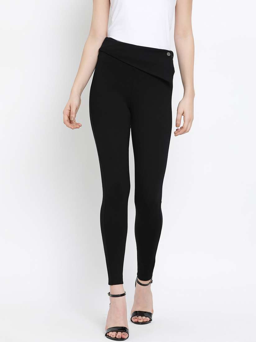 Buy Kazo Women Black Solid Skinny Fit Jeggings Jeggings for Women 9737859 Myntra