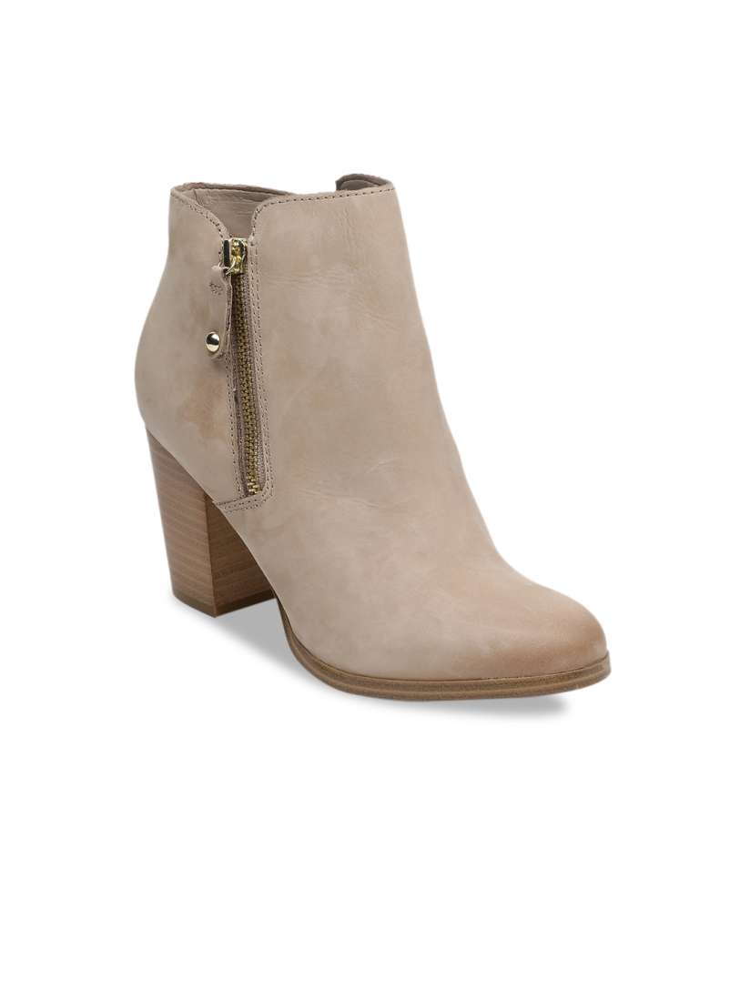 Buy ALDO Women Beige Solid Leather Heeled Boots Boots for Women 9833889 Myntra