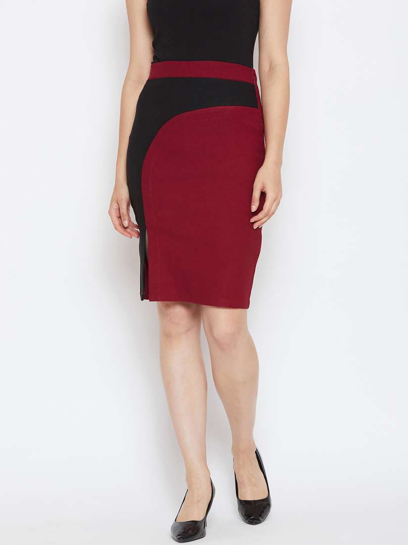 Maroon pencil skirt online india store