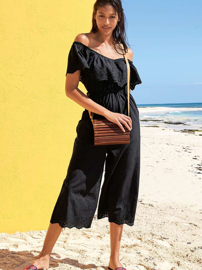 Buy next Black Solid Culotte Jumpsuit Jumpsuit for Women 9850585 Myntra