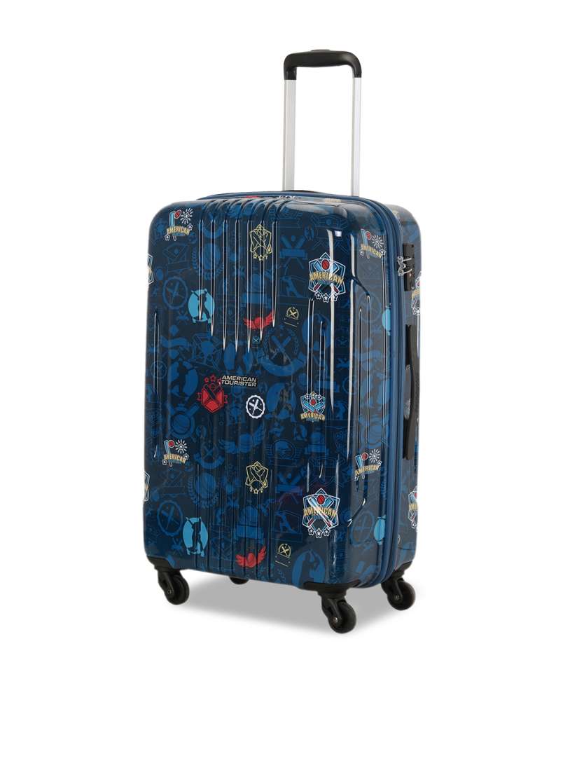 Buy AMERICAN TOURISTER Navy Blue Printed Hard Sided Medium Trolley Bag Trolley Bag for Unisex 9870087 Myntra
