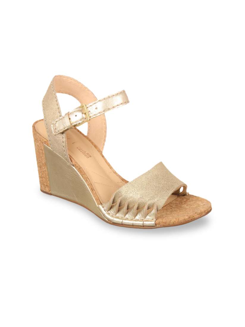 Clarks gold wedges hot sale