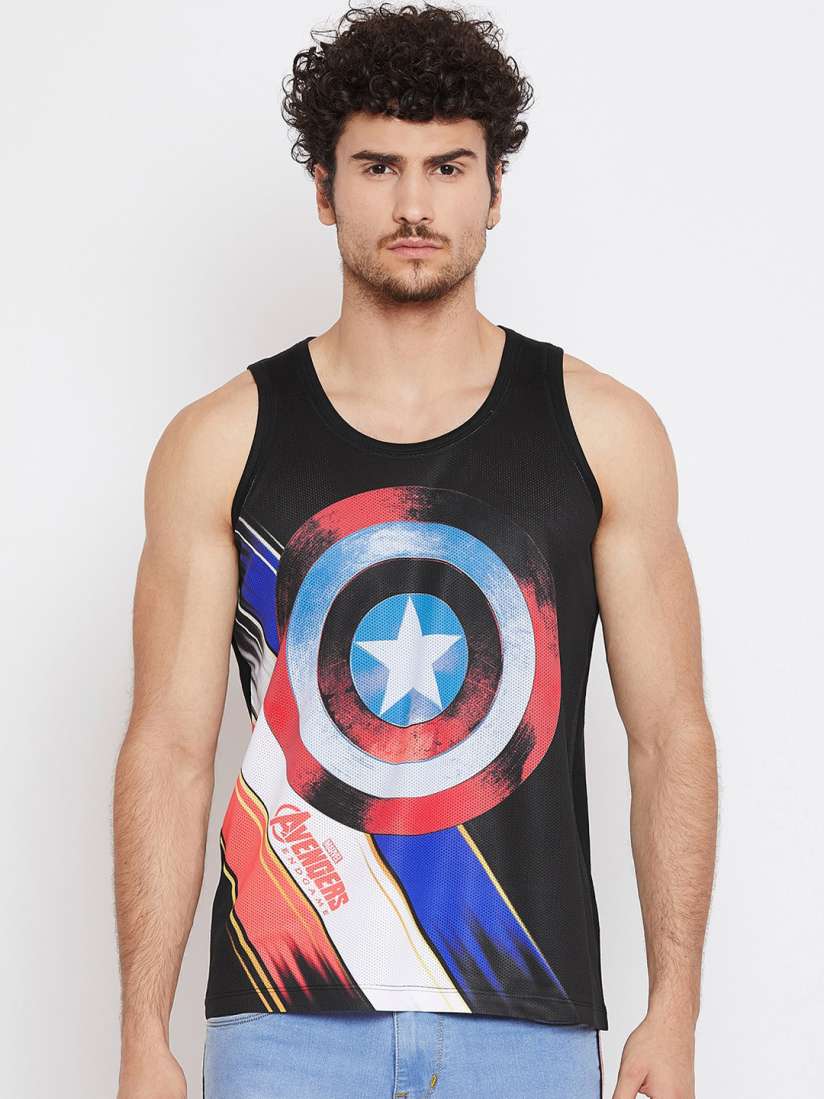 Buy Marvel by Wear Your Mind Men Black Captain America Printed Round Neck T shirt Tshirts for Men 9600709 Myntra