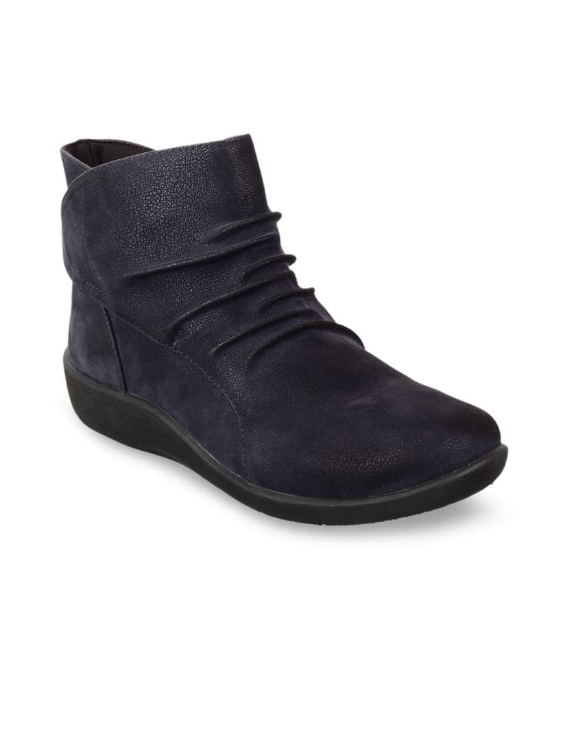 Buy Clarks Women Navy Blue Flat Boots Boots for Women 9989529 Myntra