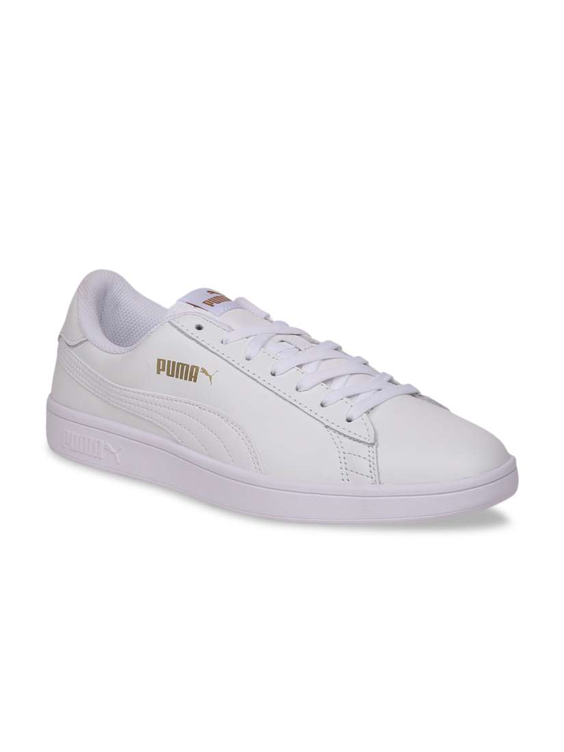 Buy Puma Unisex White Leather Puma Smash V2 L Plus Puma White Puma Whi Sneakers Casual Shoes for Unisex 10018209 Myntra
