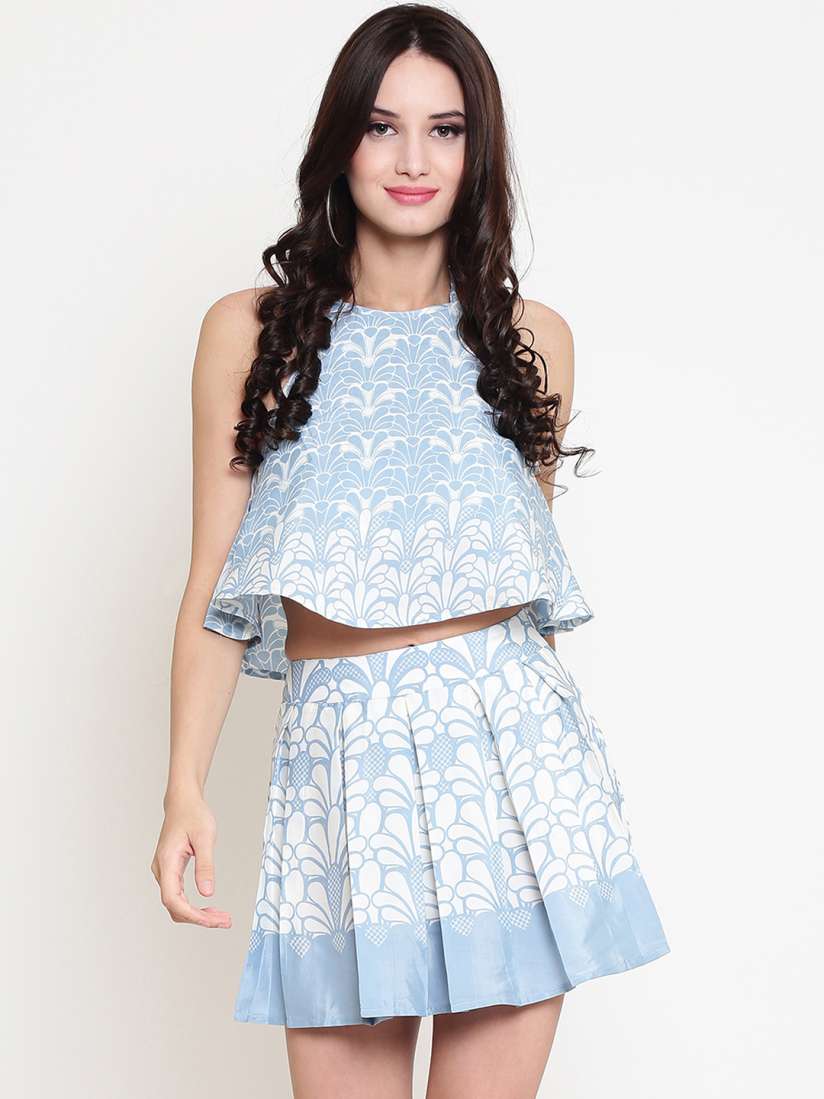 Buy Sera Women Blue White Printed Two Piece Dress Dresses for Women 10035885 Myntra