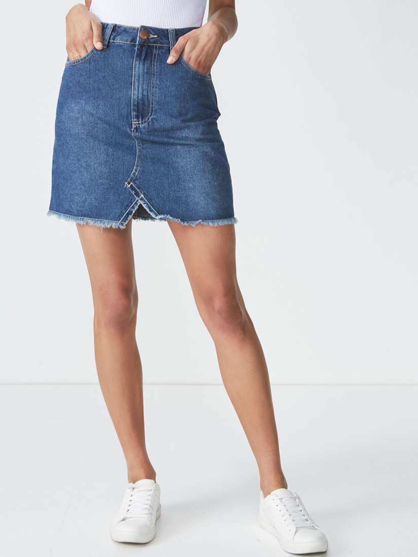 Buy COTTON ON Women Blue Solid Pure Cotton Denim Pencil Skirt Skirts for Women 10045455 Myntra