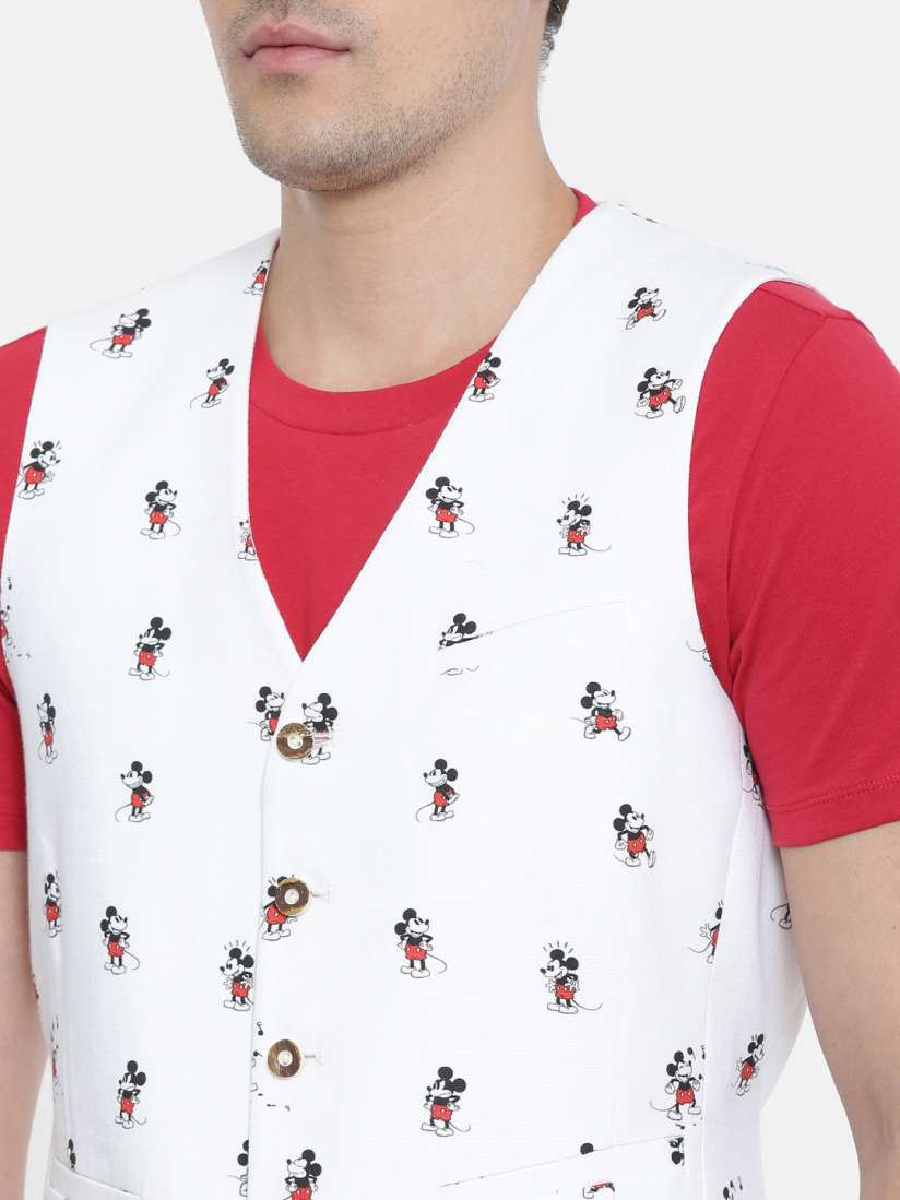 White printed waistcoat best sale