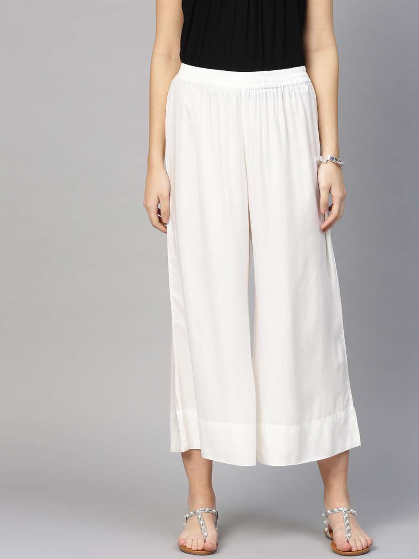 Buy Varanga Women White Solid Straight Palazzos Palazzos for Women 10074211 Myntra