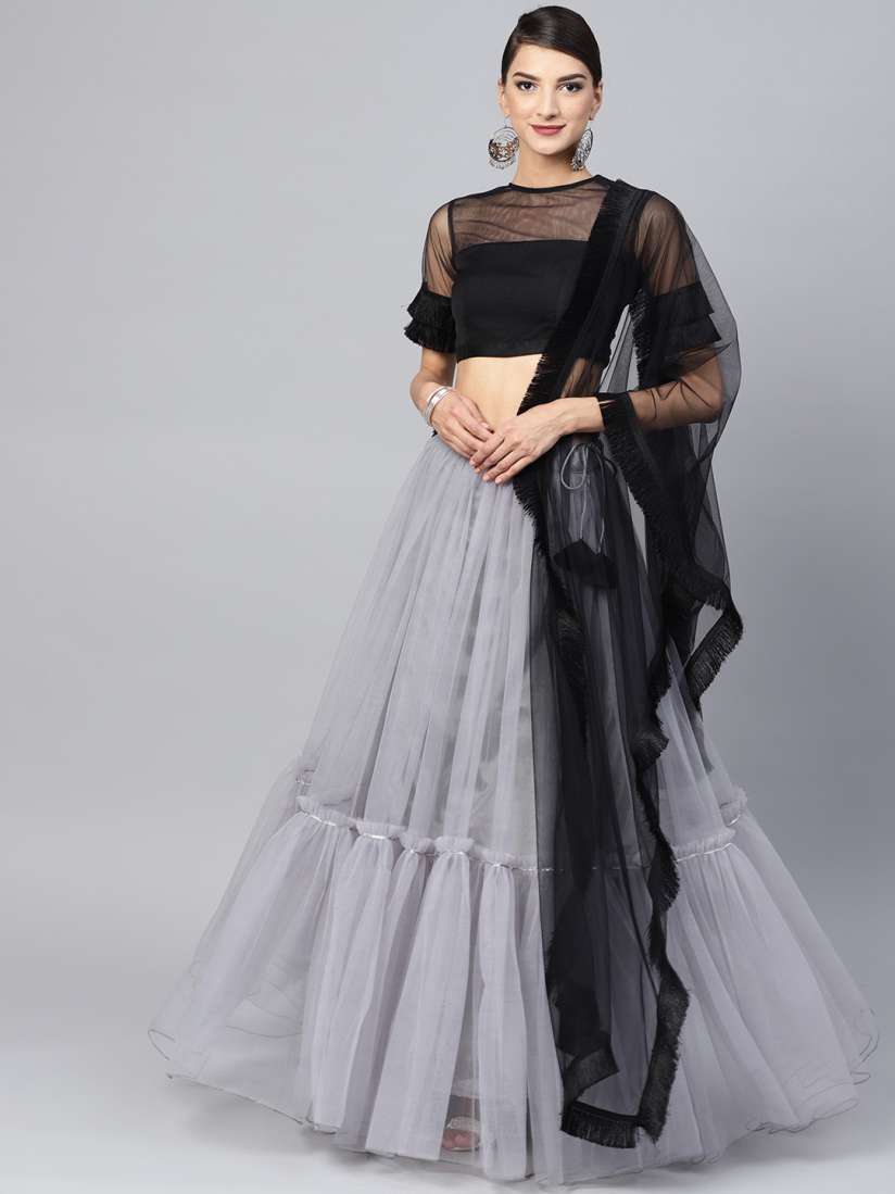 Grey black lehenga best sale