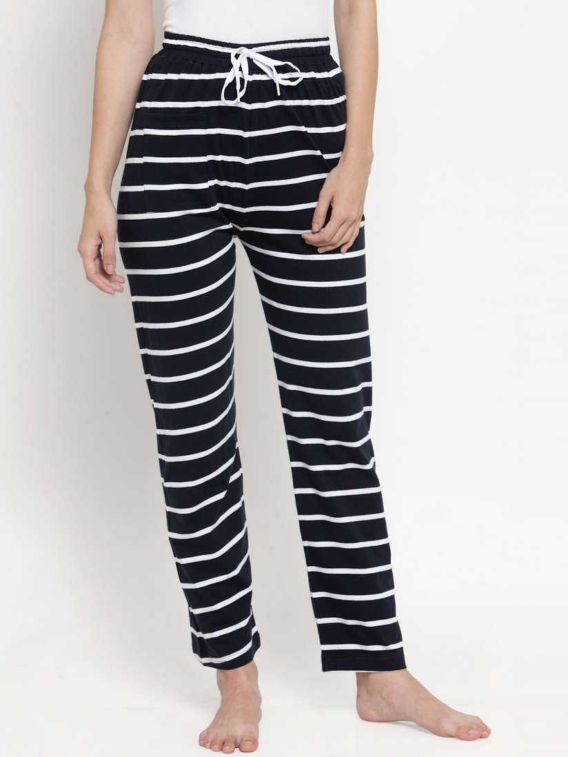 Buy Claura Women Black White Striped Lounge Pant Lower 32 N blu Lounge Pants for Women 10323103 Myntra