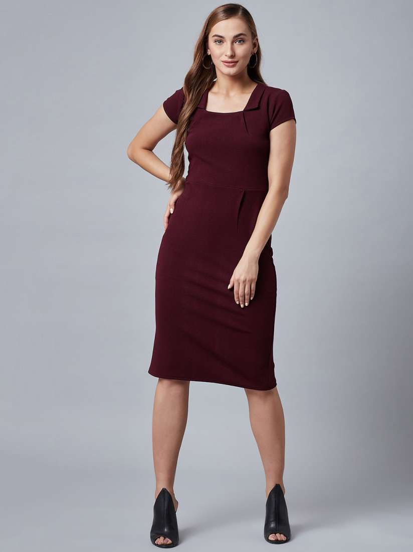 Burgundy sheath dress sale