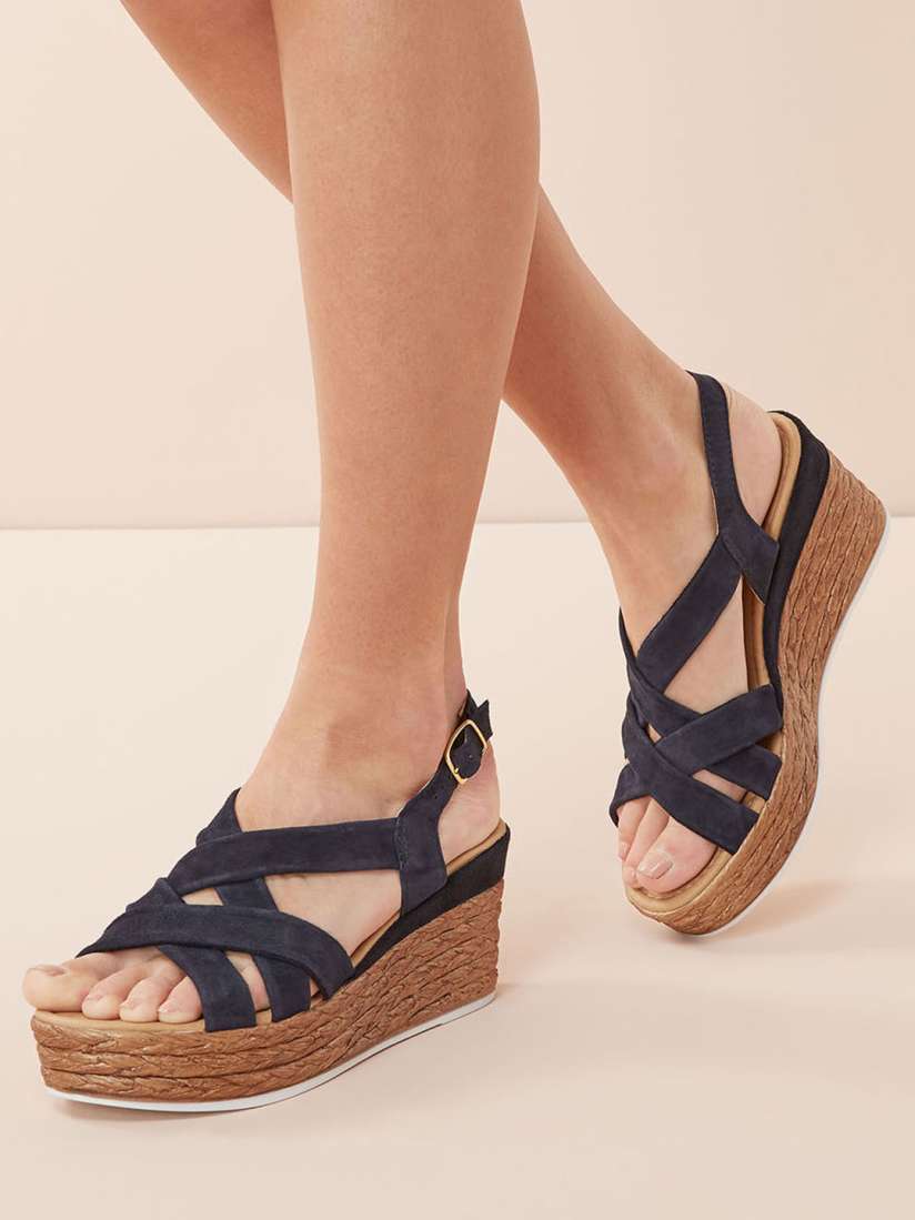 Buy next Women Navy Blue Solid Leather Wedges Heels for Women 10230801 Myntra