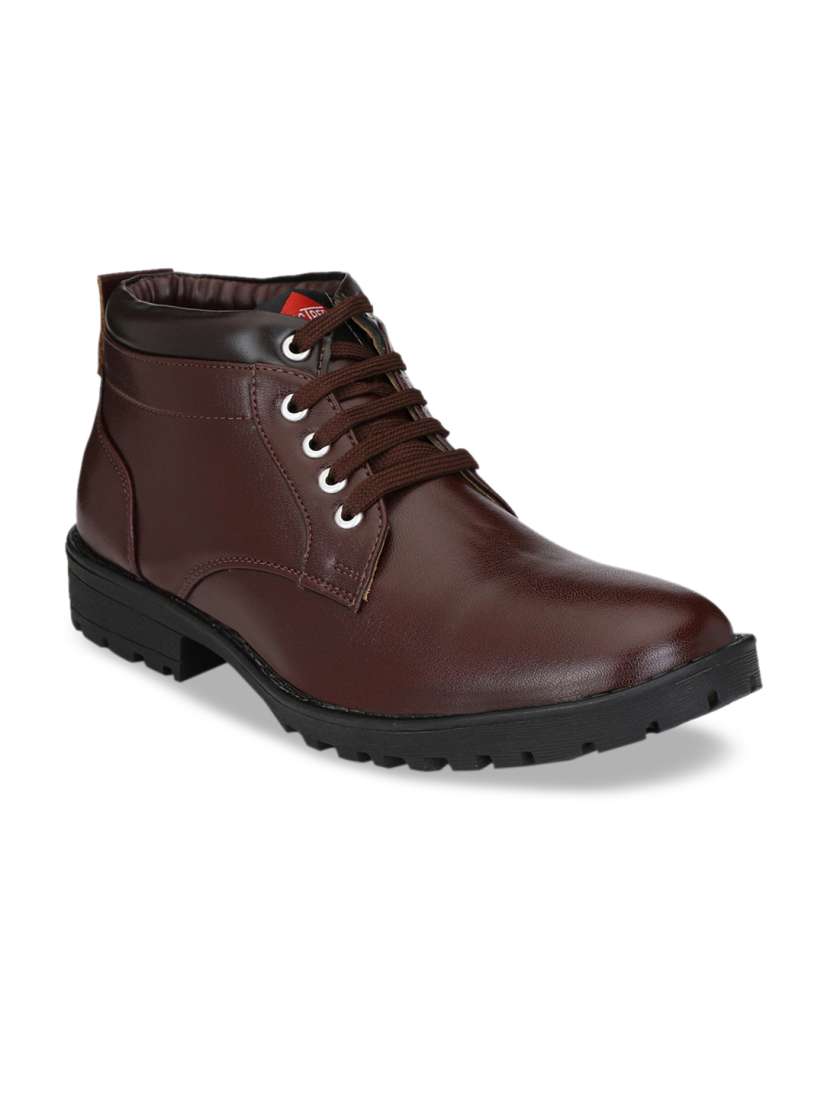Buy Mactree Men Brown Solid High Top Flat Boots Casual Shoes for Men 10361197 Myntra