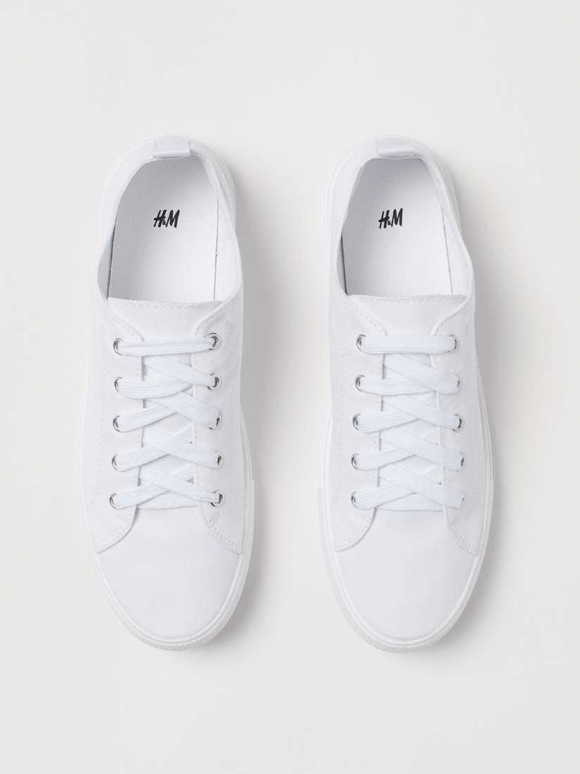 Buy H M Women White Canvas Trainers Casual Shoes for Women 10435634 Myntra