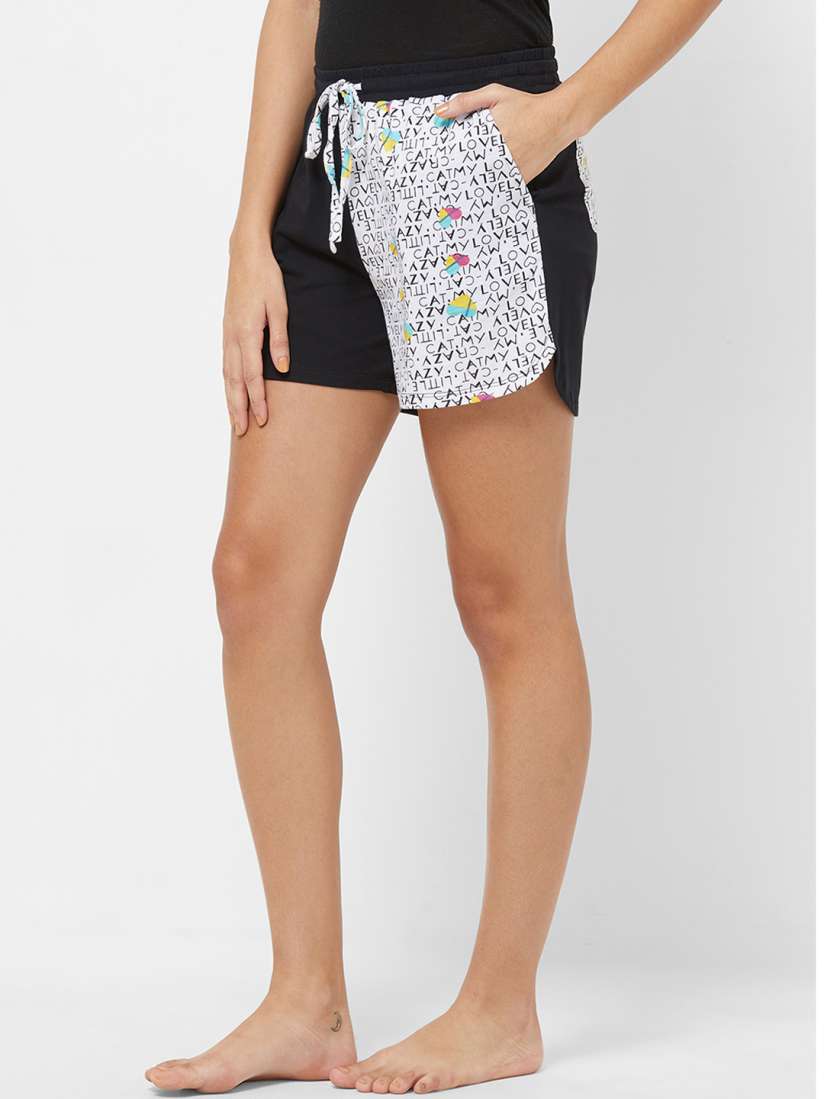 Buy Mystere Paris Women Black White Printed Lounge Shorts F389A Lounge Shorts for Women 10440060 Myntra