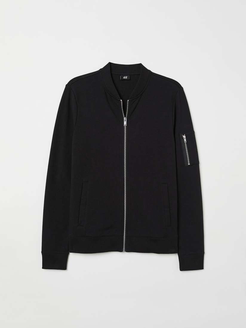 Buy H M Men Black Jersey Bomber Muscle Fit Jackets for Men 10436618 Myntra