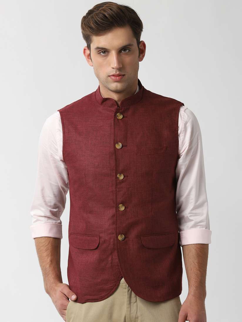 Buy Peter England Maroon Solid Nehru Jacket Nehru Jackets for Men 10452726 Myntra