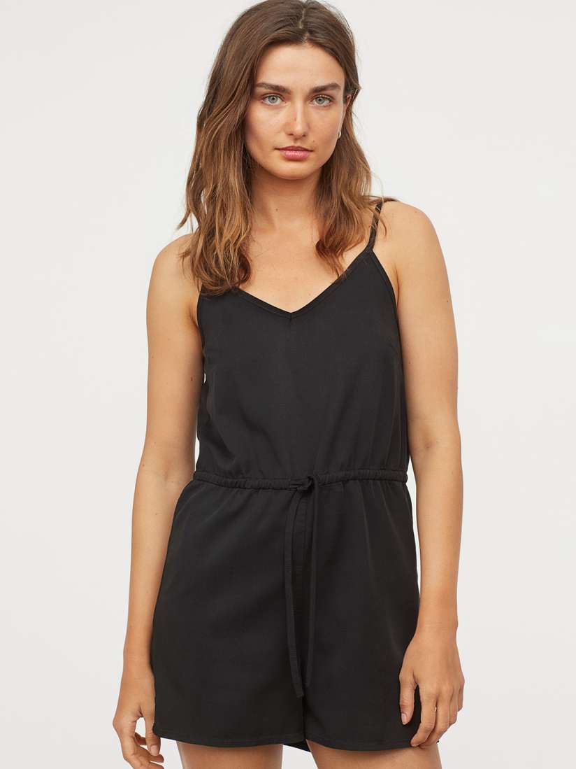 Buy H M Women Black Solid Lyocell Playsuit Jumpsuit for Women 10441838 Myntra