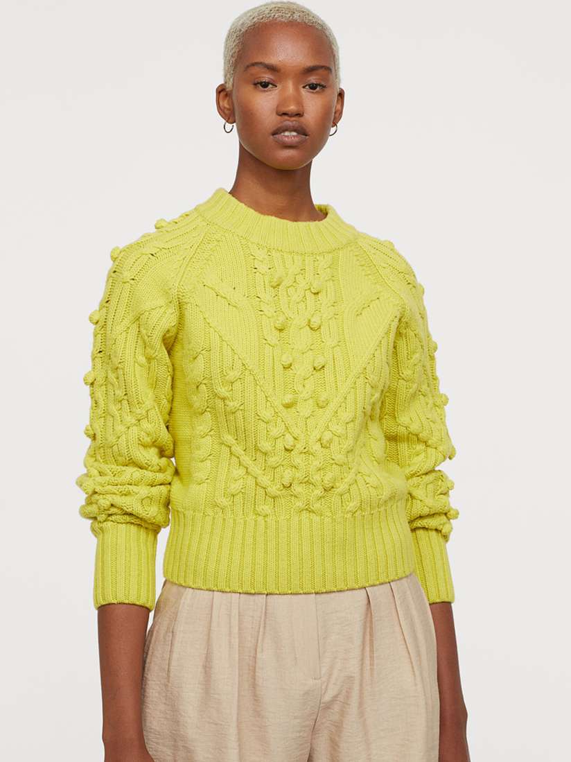 Yellow cable knit jumper cheap