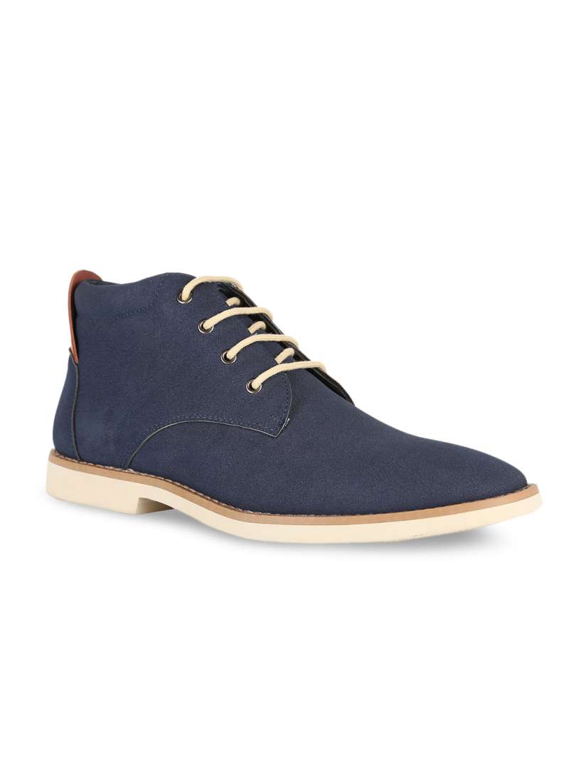 Buy Peter England Men Navy Blue Solid Synthetic Mid Top Flat Boots Casual Shoes for Men 10466958 Myntra