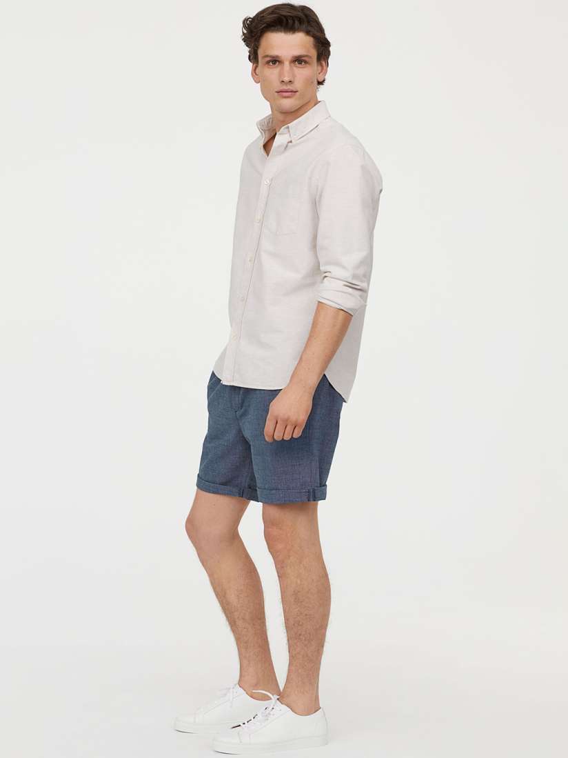 Buy H M Men Blue Solid Knee Length Cotton Shorts Shorts for Men 10469548 Myntra