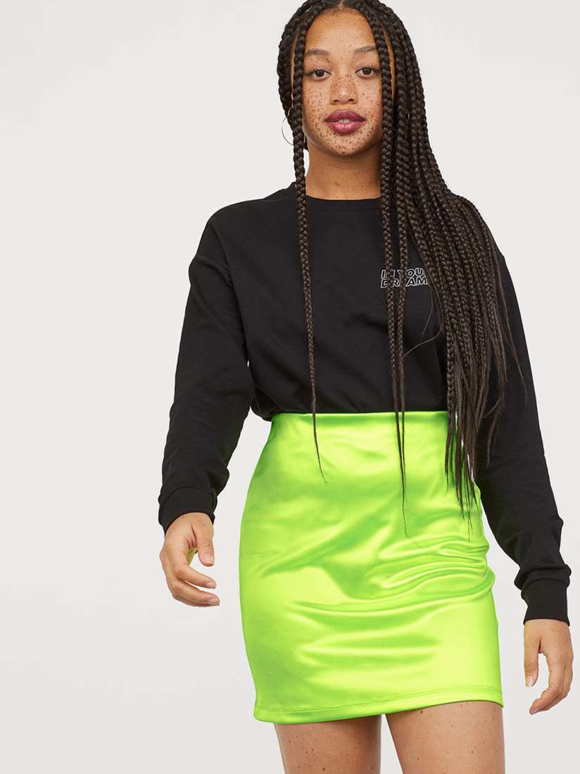 Buy H M Women Florescent Green Short Jersey Skirt Skirts for Women 10478136 Myntra