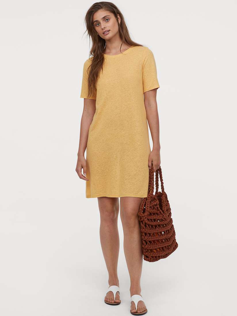 Yellow t shirt dress h&m discount