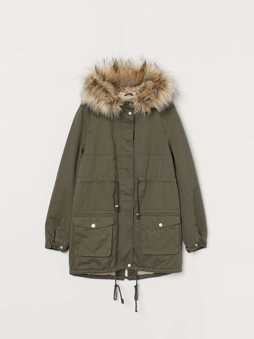 Buy H M MAMA Olive Green Pile Lined Sustainable Parka Jackets for Women 10484556 Myntra