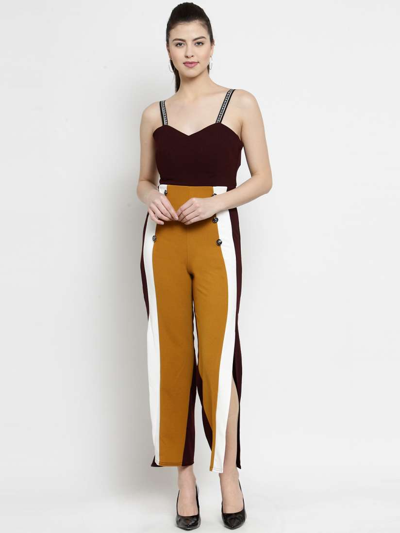 Mustard striped jumpsuit new arrivals