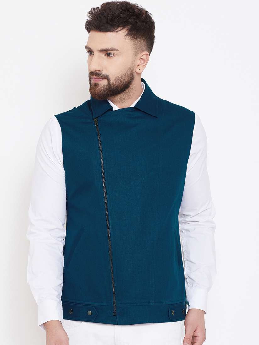 Hypernation solid men's waistcoat on sale