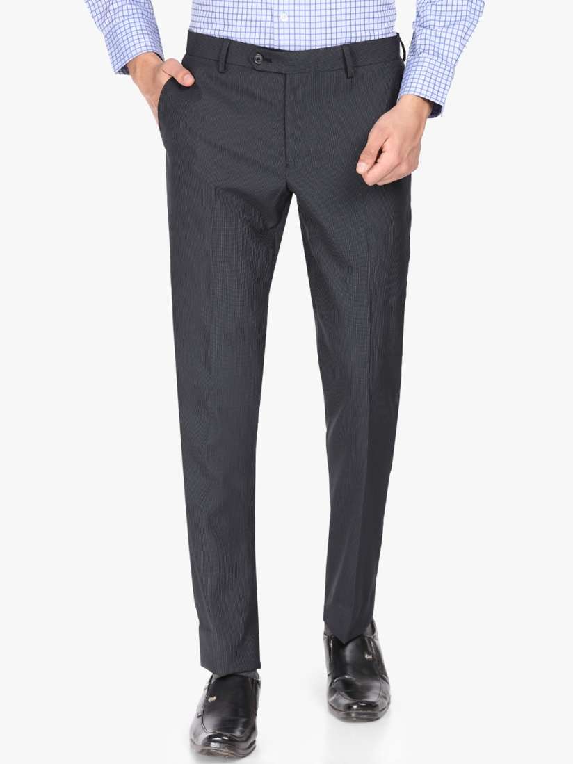 Buy SUITLTD Men Black Slim Fit Striped Formal Trousers Trousers for Men 10550006 Myntra