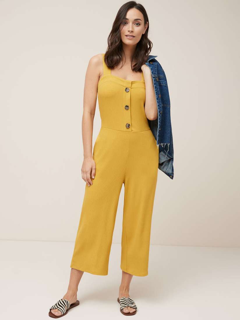 Buy next Women Mustard Yellow Ribbed Culotte Jumpsuit Jumpsuit for Women 10544220 Myntra