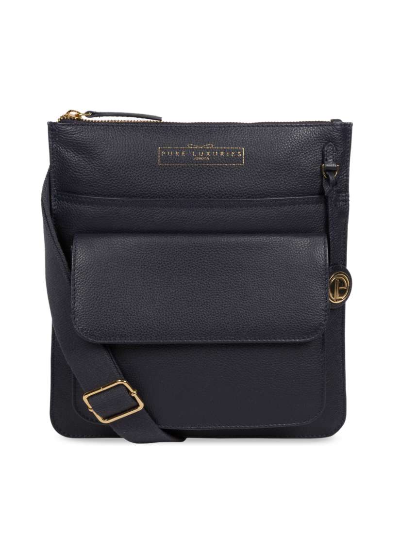 Buy PURE LUXURIES LONDON Women Navy Blue Solid Genuine Leather Langley Sling Bag Handbags for Women 10559448 Myntra