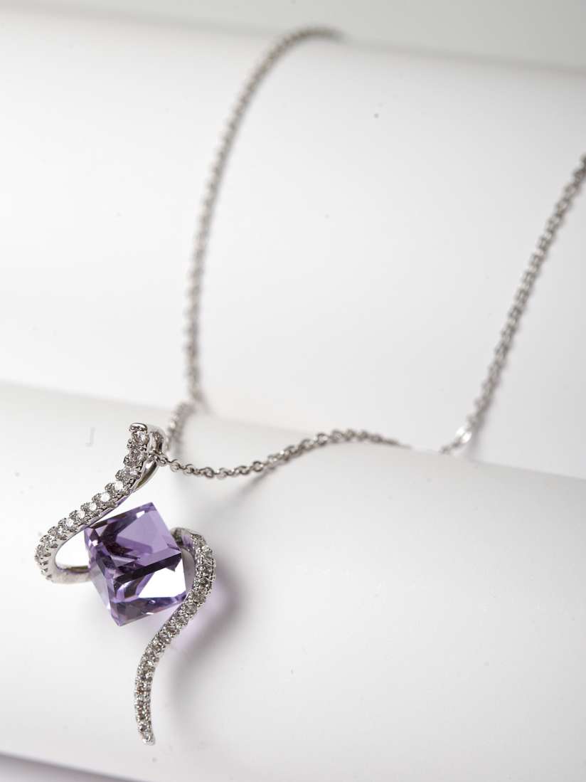 Buy AVANT GARDE PARIS Women Rhodium Plated Lavender Cube Shaped Austrian Swarovski Pendant Pendant for Women 10562508 Myntra