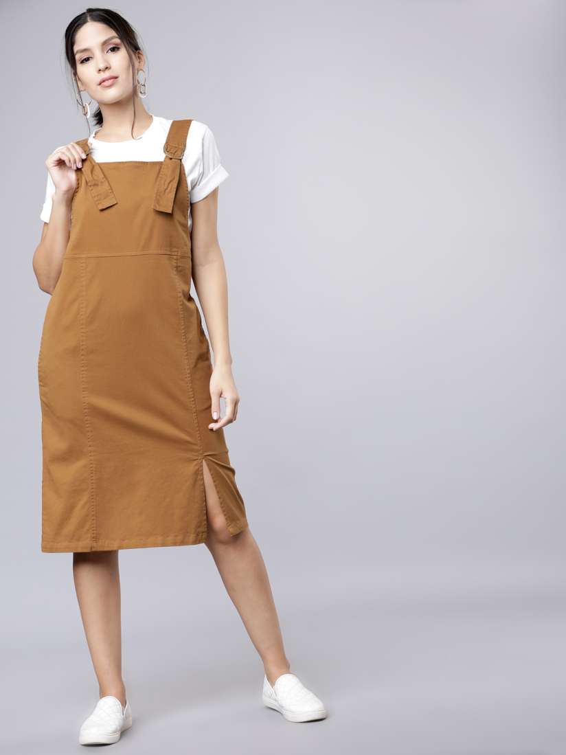 Buy Tokyo Talkies Women Brown Pinafore Dress Dresses for Women 10414246 Myntra