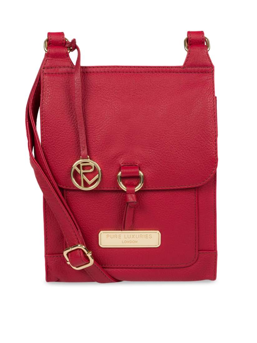 Buy PURE LUXURIES LONDON Women Red Solid Genuine Leather Naomi Sling Bag Handbags for Women 10621472 Myntra