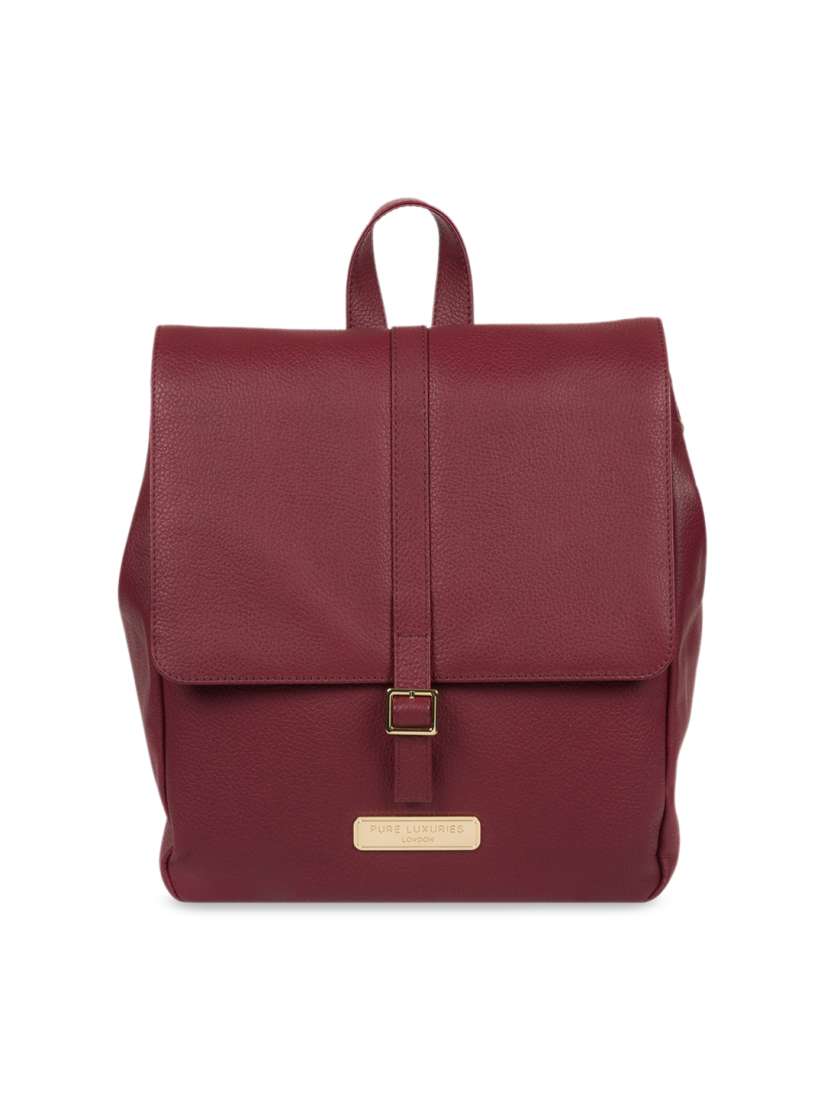 Buy PURE LUXURIES LONDON Women Maroon Solid Genuine Leather Daisy Backpack Backpacks for Women 10627934 Myntra