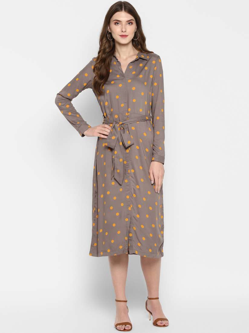 Buy MIAMINX Women Grey Polka Dots Print Shirt Dress Dresses for Women 10688786 Myntra