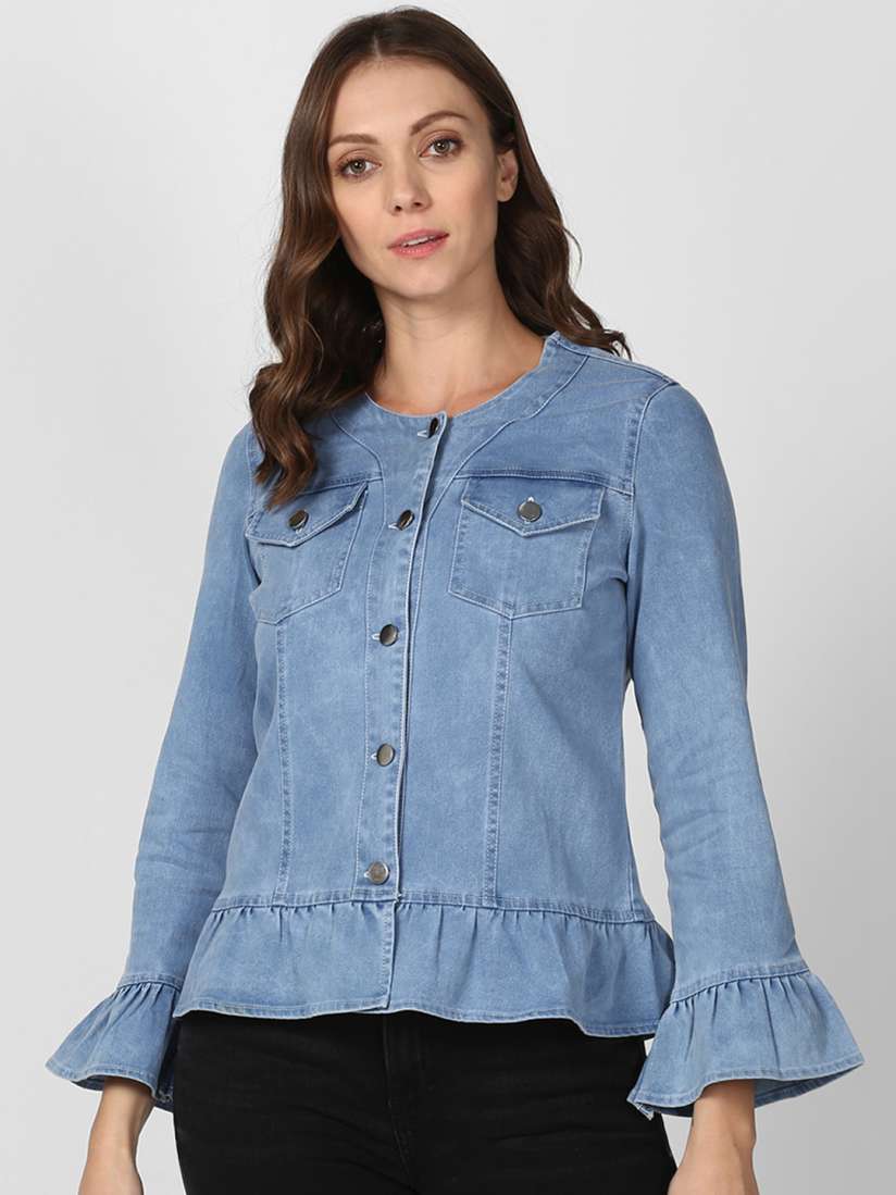 Buy StyleStone Women Blue Solid Denim Jacket Jackets for Women 10702308 Myntra