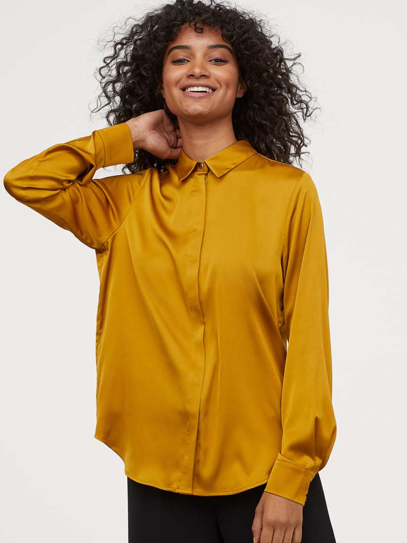 Womens mustard yellow blouse top