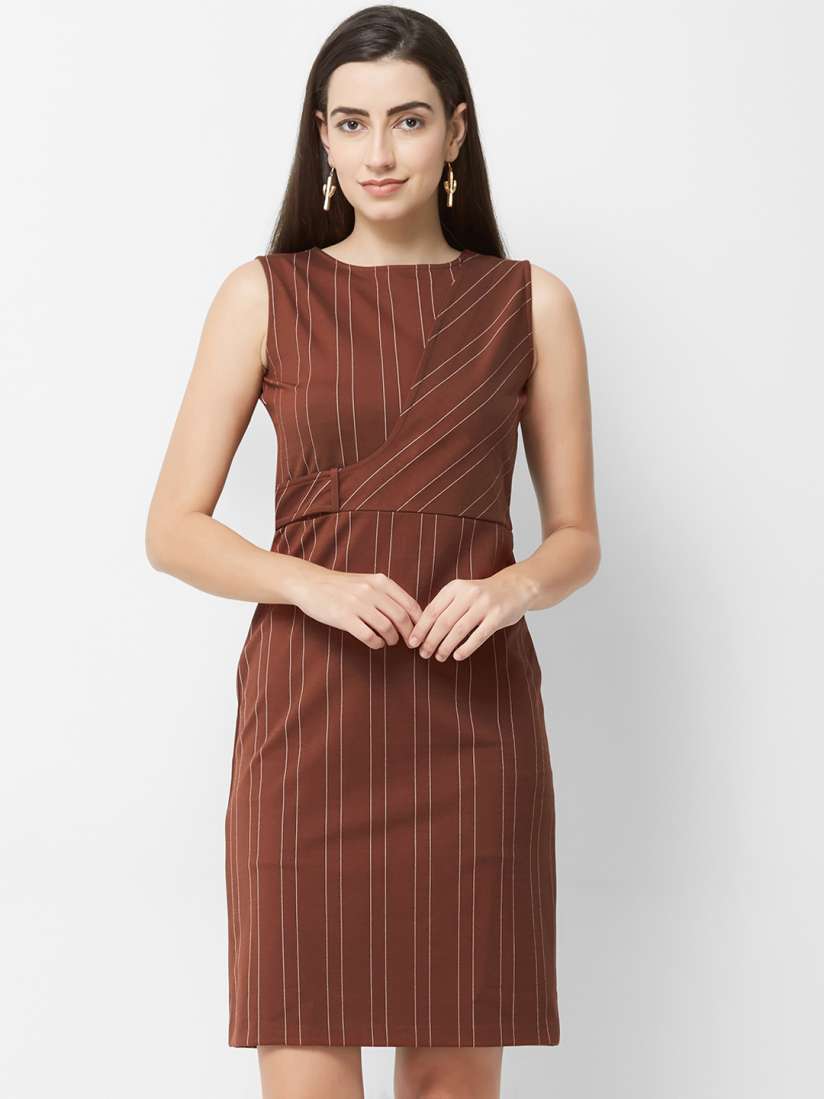 Buy Soie Women Striped Brown Sheath Dress Dresses for Women 10721240 Myntra