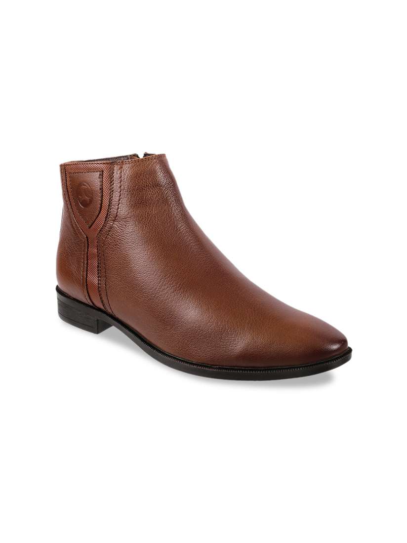 Buy Mochi Men Tan Brown Textured High Top Leather Boots Formal Shoes for Men 10721506 Myntra