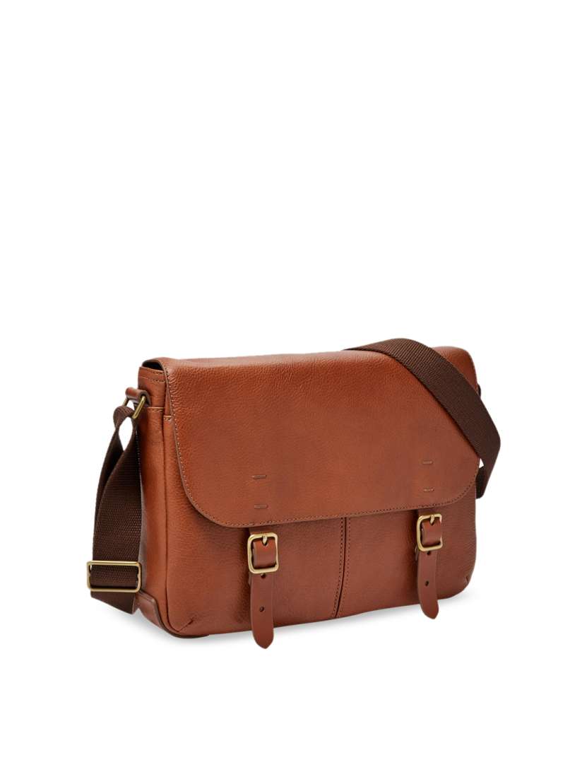 Buy Fossil Men Brown Solid Leather Messenger Bag Messenger Bag for Men 10728920 Myntra