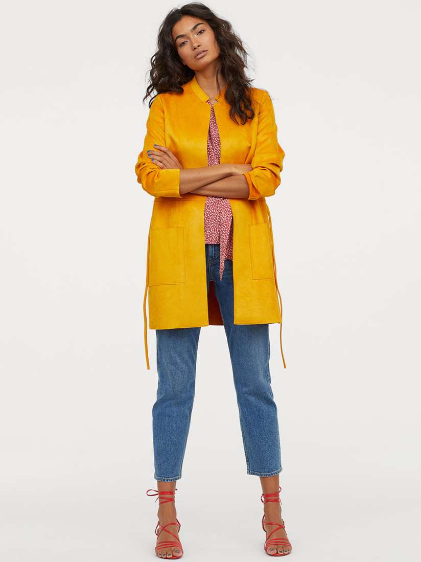Yellow coat h&m cheap